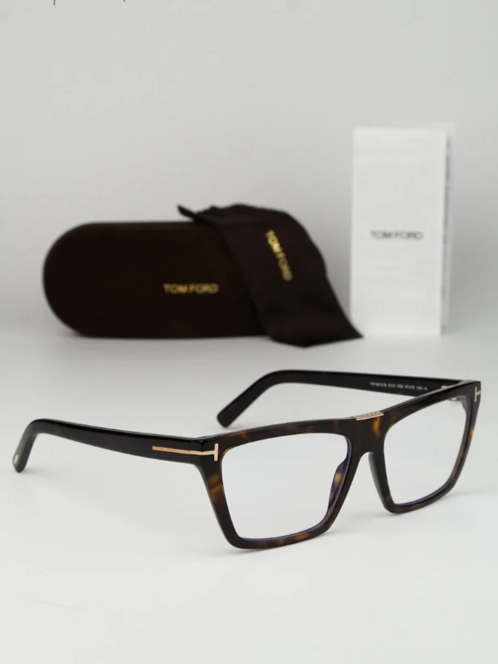 Tom Ford Women Eyeglasses Havana Blue Block Cat Eye FT5912-B 052 NEW AUTHENTIC